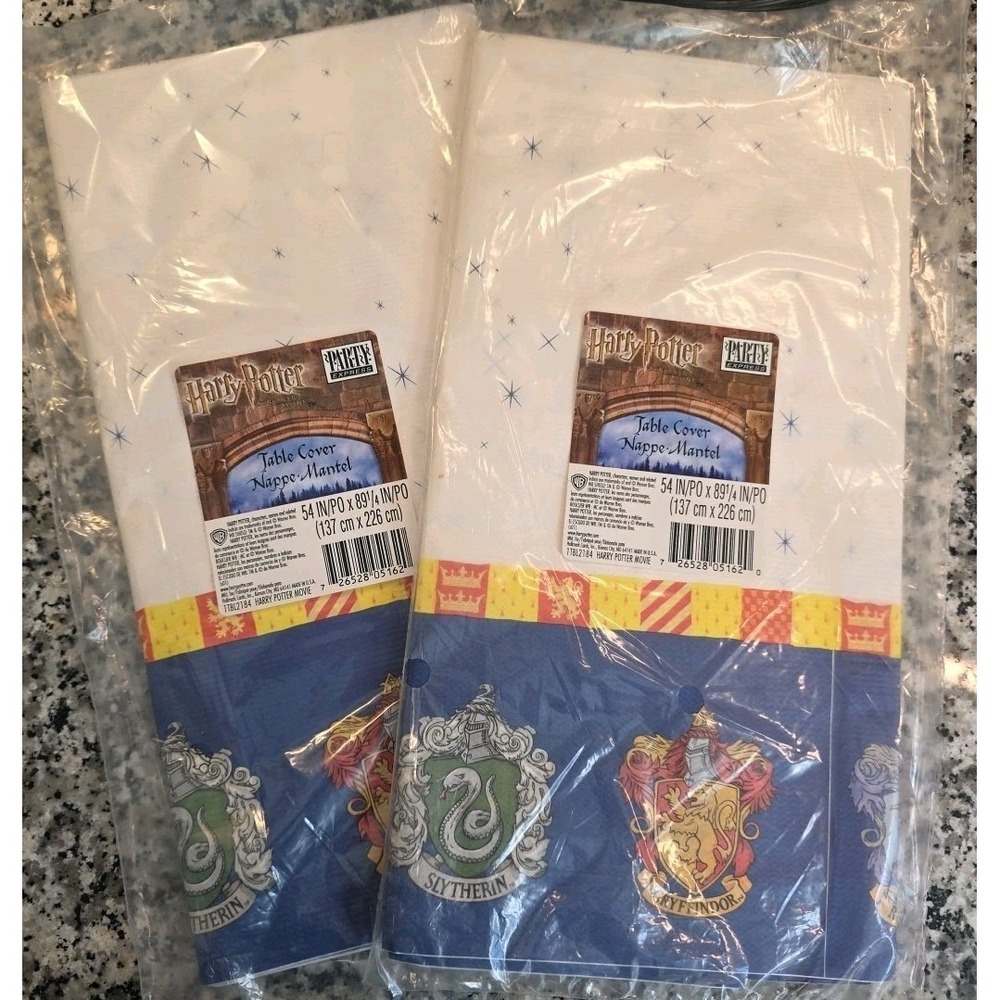 2 Harry Potter Sorcerer's Stone HOGWARTS Paper Table Cover Tablecloth 54x89 in